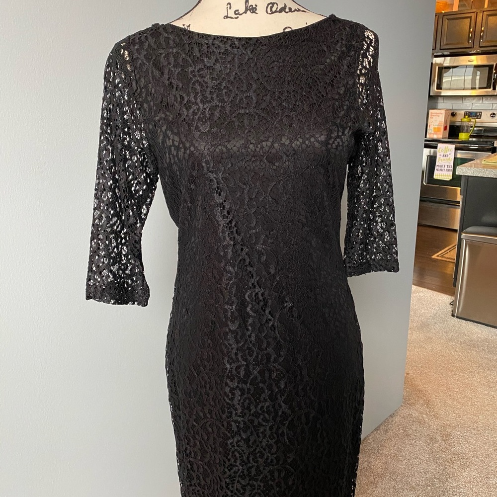 Black Lace 3/4 Sleeve Backless - ASOS
